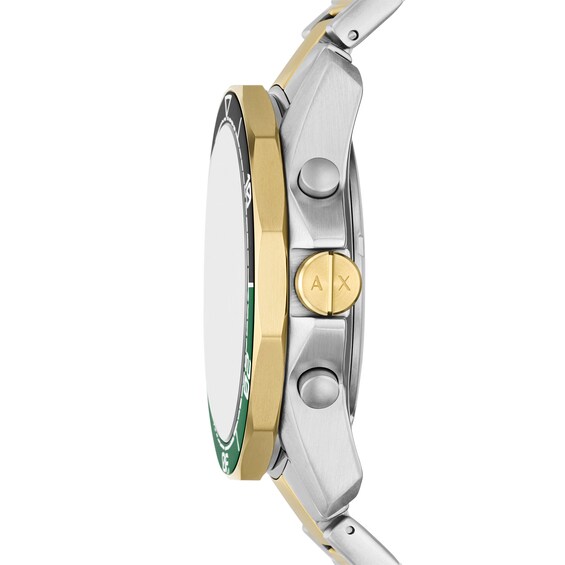 Menâs Armani Exchange Two-Tone IP Chronograph Watch with Textured Green Dial (Model: Ax1966)