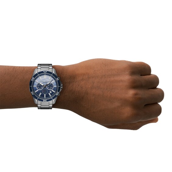 Menâs Armani Exchange Gunmetal Grey IP Chronograph Watch with Textured Blue OmbrÃ© Dial (Model: Ax1967)