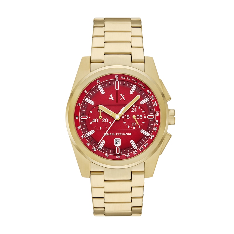 Main Image 1 of Men's Armani Exchange Parker Gold-Tone IP Chronograph Watch with Red Dial (Model: AX2863)