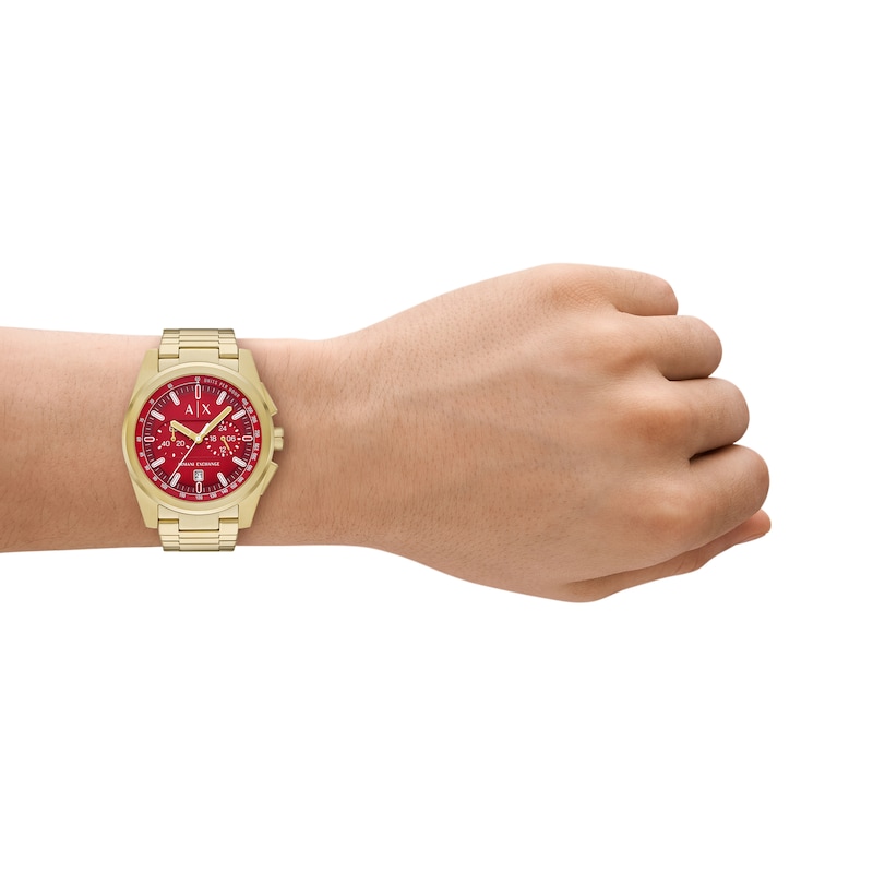 Main Image 6 of Men's Armani Exchange Parker Gold-Tone IP Chronograph Watch with Red Dial (Model: AX2863)