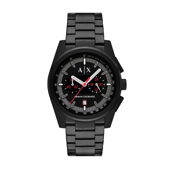Men's Armani Exchange Black IP Chronograph Watch with Black Dial (Model: Ax2864)