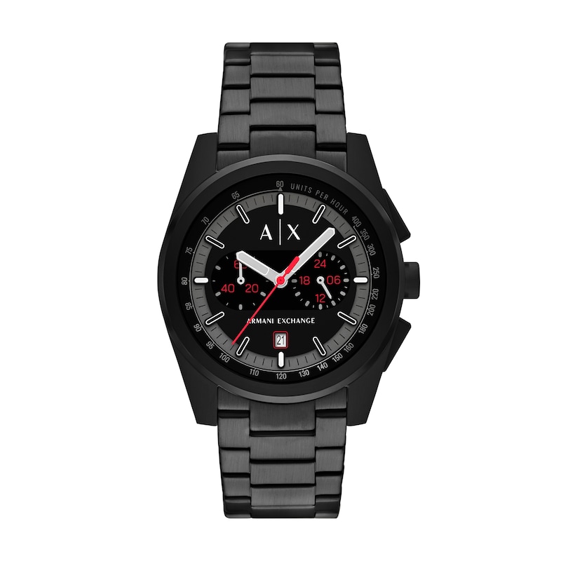 Main Image 1 of Men's Armani Exchange Parker Black IP Chronograph Watch with Black Dial (Model: AX2864)