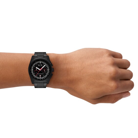 Men's Armani Exchange Black IP Chronograph Watch with Black Dial (Model: Ax2864)