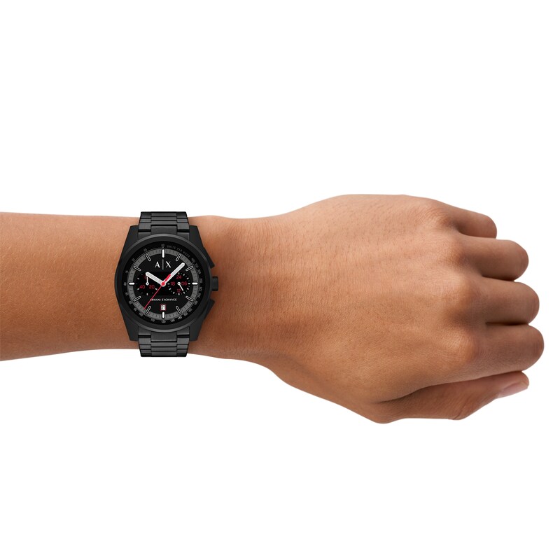 Main Image 6 of Men's Armani Exchange Parker Black IP Chronograph Watch with Black Dial (Model: AX2864)