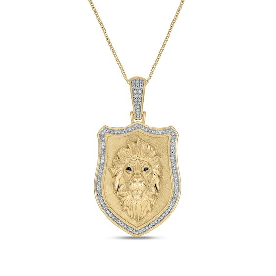 1/5 CT. T.w. Diamond Lion Head Shield Pendant in 10K Gold - 22"
