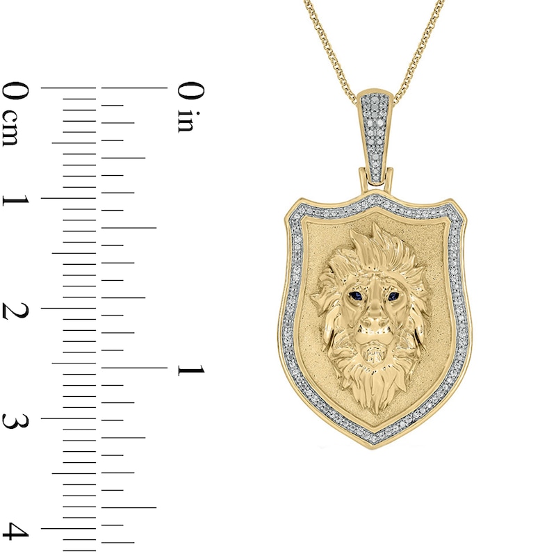 Main Image 3 of 1/5 CT. T.W. Diamond Lion Head Shield Pendant in 10K Gold - 22"