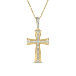 1/10 CT. T.W. Diamond Flared Cross Pendant in 10K Gold - 22"