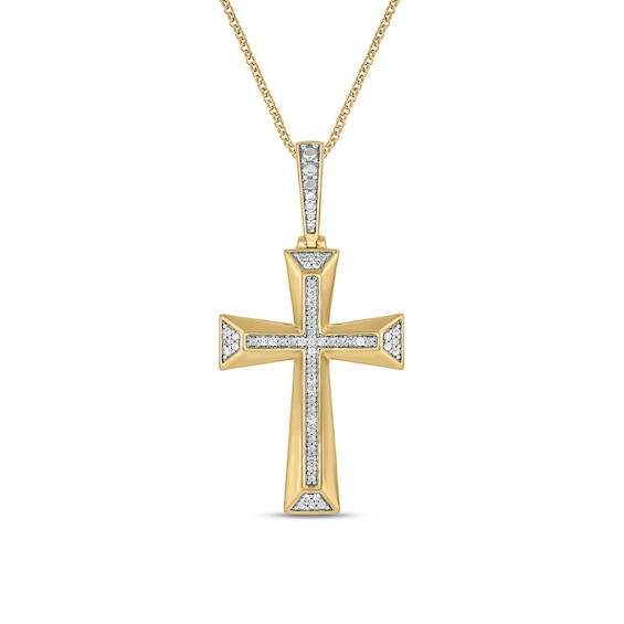 1/10 CT. T.w. Diamond Flared Cross Pendant in 10K Gold - 22"