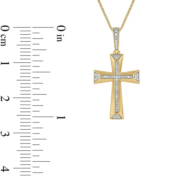 1/10 CT. T.w. Diamond Flared Cross Pendant in 10K Gold - 22"