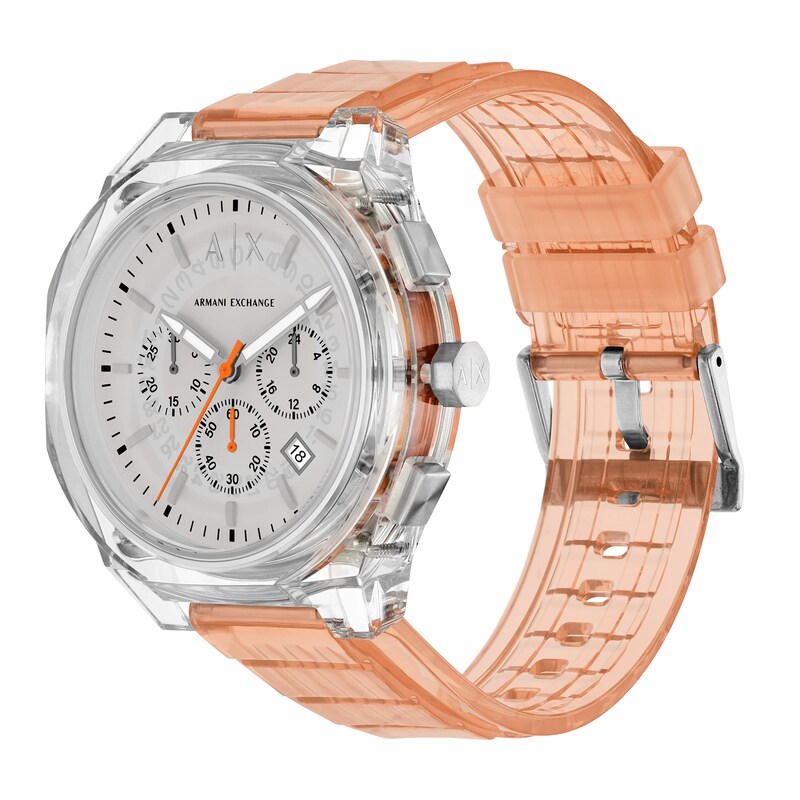 Main Image 4 of Men’s Armani Exchange Rafael Grey Polyurethane Strap Chronograph Watch with Grey Dial (Model: AX4164)