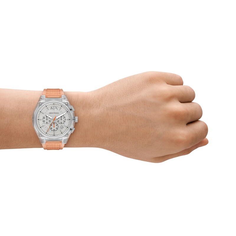 Main Image 6 of Men’s Armani Exchange Rafael Grey Polyurethane Strap Chronograph Watch with Grey Dial (Model: AX4164)