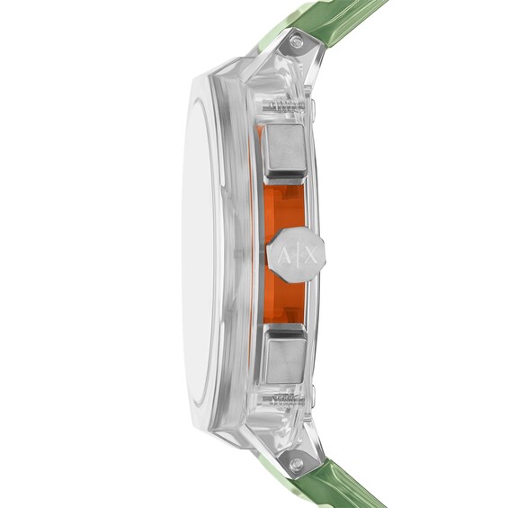 Menâs Armani Exchange Sync Green Polyurethane Strap Chronograph Watch with Green Dial (Model: Ax4165)