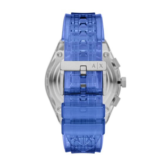 Menâs Armani Exchange Rafael Blue Polyurethane Strap Chronograph Watch with Blue Dial (Model: Ax4166)