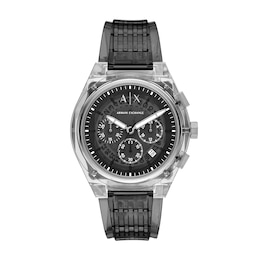 Men’s Armani Exchange  Grey Polyurethane Strap Chronograph Watch with Dark Grey Dial (Model: AX4167)