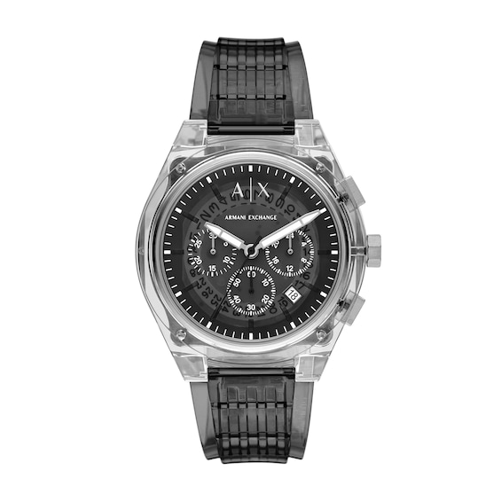 Menâs Armani Exchange Grey Polyurethane Strap Chronograph Watch with Dark Grey Dial (Model: Ax4167)