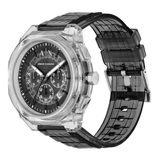 Menâs Armani Exchange Grey Polyurethane Strap Chronograph Watch with Dark Grey Dial (Model: Ax4167)