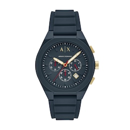 Men’s Armani Exchange  Blue Silicone Strap Chronograph Watch with Dark Blue Dial (Model: AX4168)