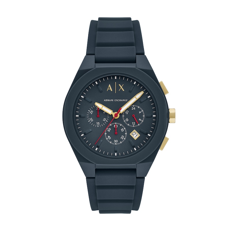 Main Image 1 of Men’s Armani Exchange  Blue Silicone Strap Chronograph Watch with Dark Blue Dial (Model: AX4168)