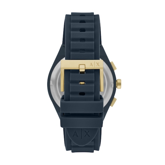 Menâs Armani Exchange Blue Silicone Strap Chronograph Watch with Dark Blue Dial (Model: Ax4168)