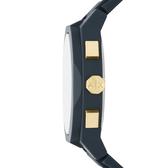 Menâs Armani Exchange Blue Silicone Strap Chronograph Watch with Dark Blue Dial (Model: Ax4168)
