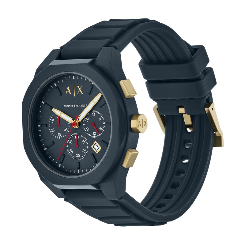 Main Image 4 of Men’s Armani Exchange  Blue Silicone Strap Chronograph Watch with Dark Blue Dial (Model: AX4168)