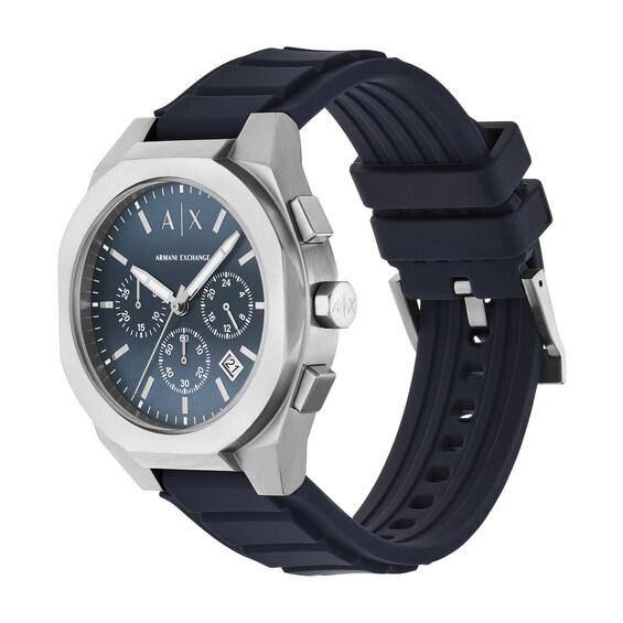 Menâs Armani Exchange Sync Blue Silicone Strap Chronograph Watch with Blue OmbrÃ© Dial (Model: Ax4185)