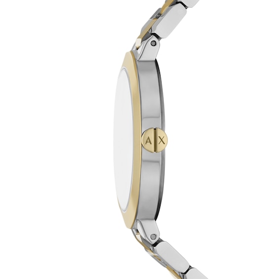 Ladiesâ Armani Exchange Crystal Accent Two-Tone IP Watch with Green Dial (Model: Ax5176)