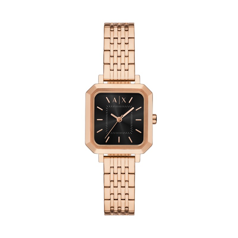 Main Image 1 of Ladies’ Armani Exchange Leila Rose-Tone IP Watch with Square Black Dial (Model: AX5729)