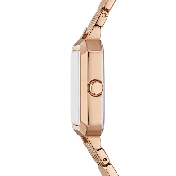 Ladiesâ Armani Exchange Rose-Tone IP Watch with Square Black Dial (Model: Ax5729)