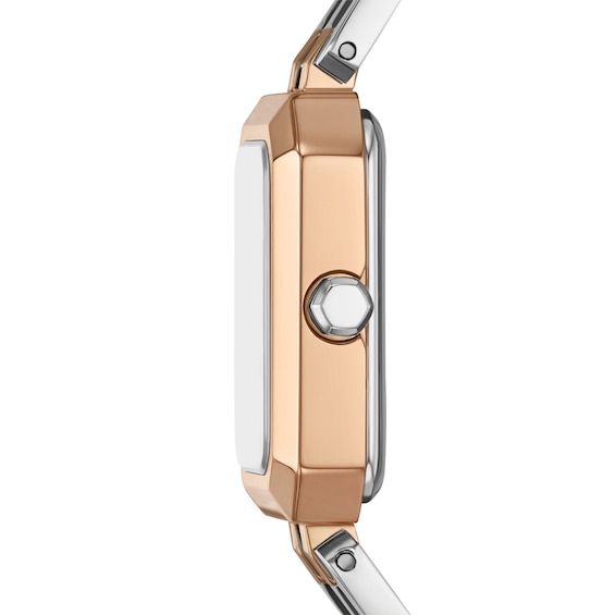 Ladiesâ Armani Exchange Two-Tone IP Watch with Rectangular Silver-Tone Dial (Model: Ax5810)