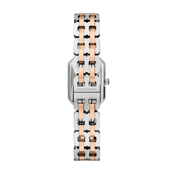 Ladiesâ Armani Exchange Two-Tone IP Watch with Rectangular Silver-Tone Dial (Model: Ax5810)