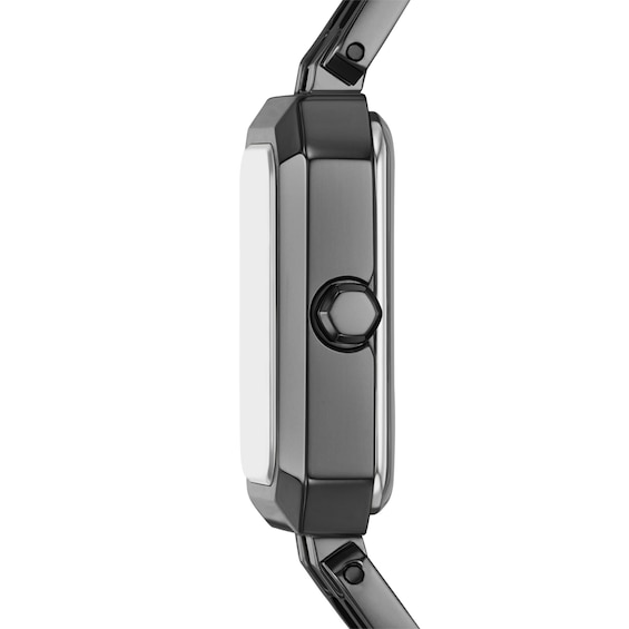Ladiesâ Armani Exchange Faye Gunmetal Grey IP Watch with Rectangular Dark Blue Dial (Model: Ax5812)