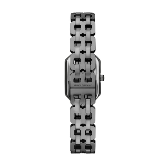 Ladiesâ Armani Exchange Faye Gunmetal Grey IP Watch with Rectangular Dark Blue Dial (Model: Ax5812)