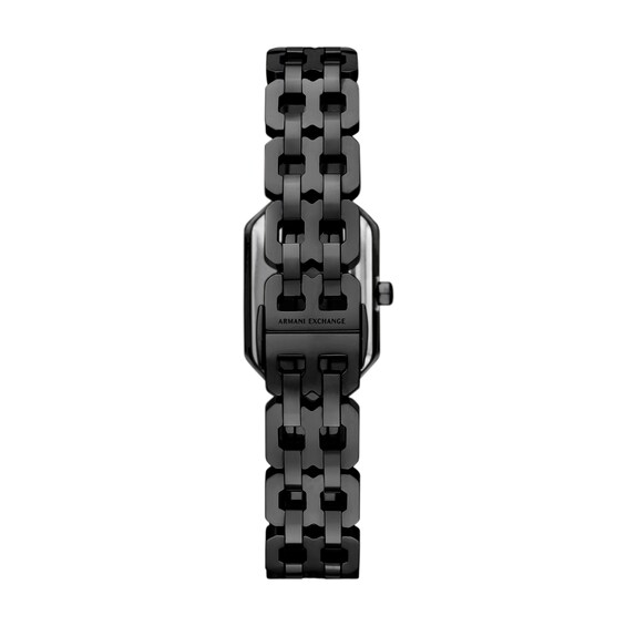 Ladiesâ Armani Exchange Black IP Watch with Rectangular Black Dial (Model: Ax5813)