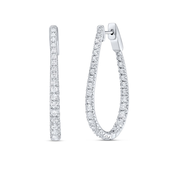 2 CT. T.w. Certified Lab-Grown Diamond Inside-Out Oval Hoop Earrings in 10K White Gold (F/Vs2)