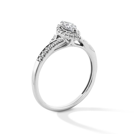 3/8 CT. T.w. Marquise-Cut Certified Lab-Grown Diamond Frame Split Shank Promise Ring in 10K White Gold (F/Si2)