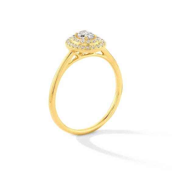 3/8 CT. T.w. Oval Certified Lab-Grown Diamond Double Frame Promise Ring in 10K Gold (F/Si2)