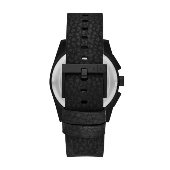 Menâs Armani Exchange Parker Black IP Rubber Strap Chronograph Watch with Light Grey Dial (Model: Ax2865)