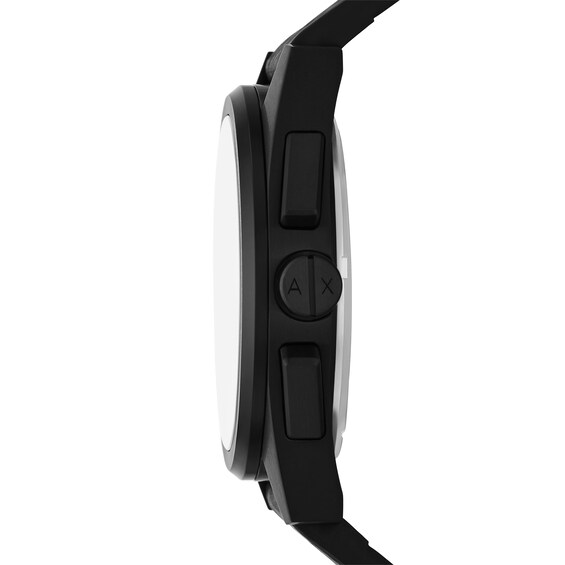 Menâs Armani Exchange Parker Black IP Rubber Strap Chronograph Watch with Light Grey Dial (Model: Ax2865)