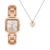 Thumbnail Image 1 of Ladies’ Armani Exchange  Rose-Tone IP Watch with Silver-Tone Dial and Pendant Box Set (Model: AX7167SET)