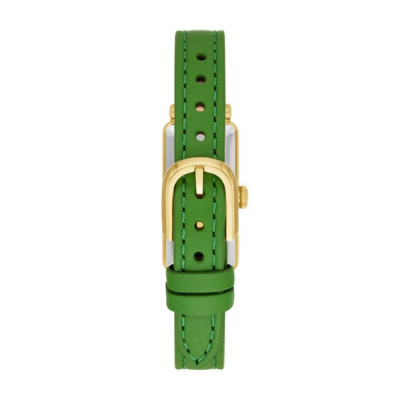 Ladies' Kate Spade Rosedale Gold-Tone IP Green Leather Strap Watch with Rectangular Green Dial (Model: Ksw1792)