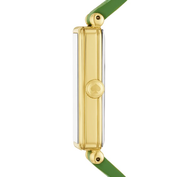 Ladies' Kate Spade Rosedale Gold-Tone IP Green Leather Strap Watch with Rectangular Green Dial (Model: Ksw1792)
