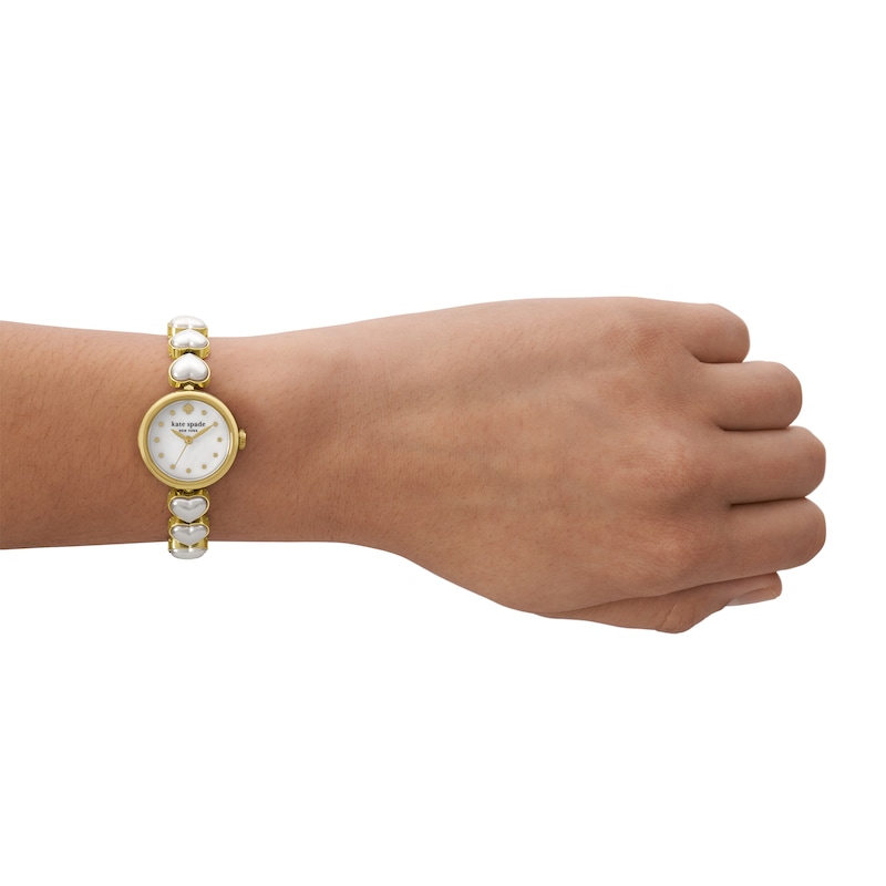 Main Image 5 of Ladies' Kate Spade Monroe Faux Pearl Gold-Tone IP Watch with Mother-of Pearl Dial (Model: KSW1815)