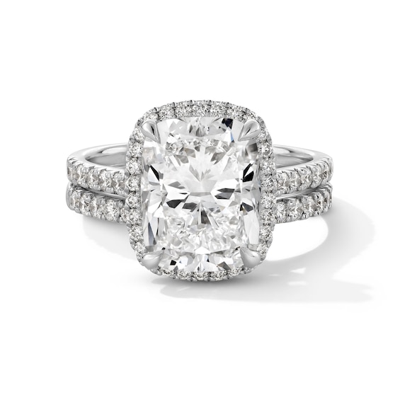 4-5/8 CT. T.w. Cushion-Cut Certified Lab-Grown Diamond Frame Bridal Set in 14K White Gold (F/Vs2)