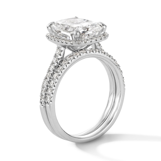 4-5/8 CT. T.w. Cushion-Cut Certified Lab-Grown Diamond Frame Bridal Set in 14K White Gold (F/Vs2)