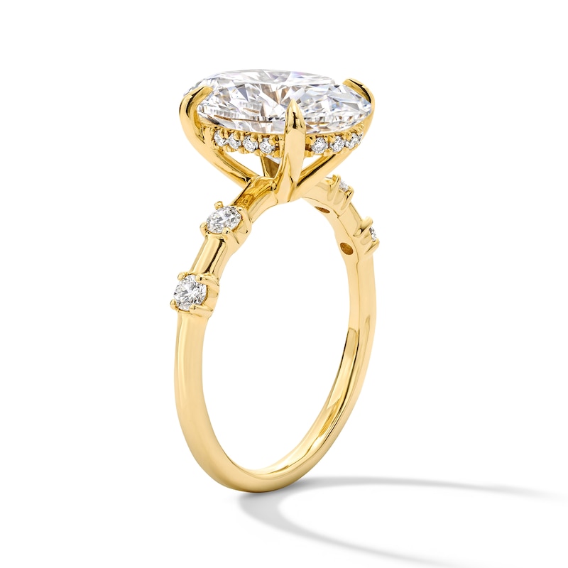 Main Image 5 of 4-1/4 CT. T.W. Oval Certified Lab-Grown Diamond Station Shank Engagement Ring in 14K Gold (F/VS2)