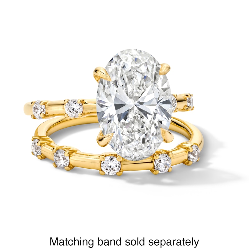 Main Image 6 of 4-1/4 CT. T.W. Oval Certified Lab-Grown Diamond Station Shank Engagement Ring in 14K Gold (F/VS2)