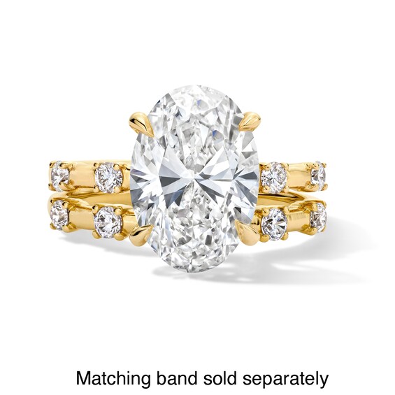 4-1/4 CT. T.w. Oval Certified Lab-Grown Diamond Station Shank Engagement Ring in 14K Gold (F/Vs2)