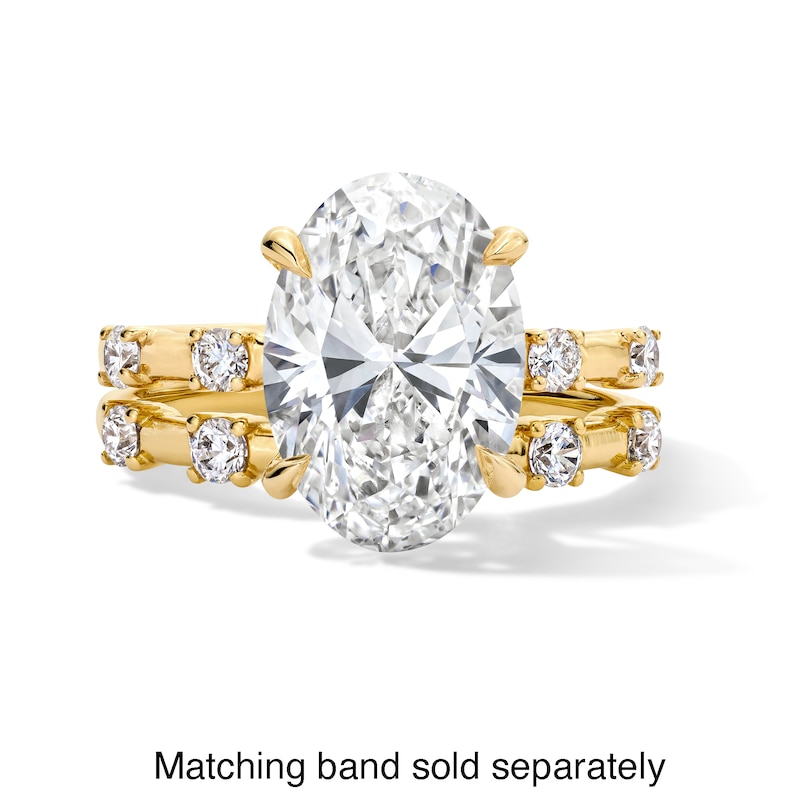 Main Image 7 of 4-1/4 CT. T.W. Oval Certified Lab-Grown Diamond Station Shank Engagement Ring in 14K Gold (F/VS2)