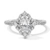 Thumbnail Image 1 of 7/8 CT. T.W. Oval Diamond Quatrefoil Frame Art Deco Engagement Ring in 14K White Gold